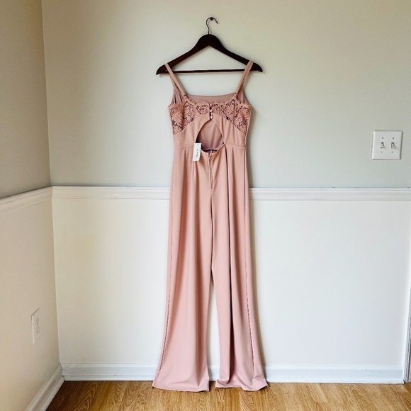 NWT Francesca's Maxx Lace Back Blush Pink Barbie Core Jumpsuit Small - Picture 6 of 10